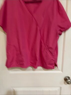 Cherokee Hot Pink Wrap-Front scrub Top
